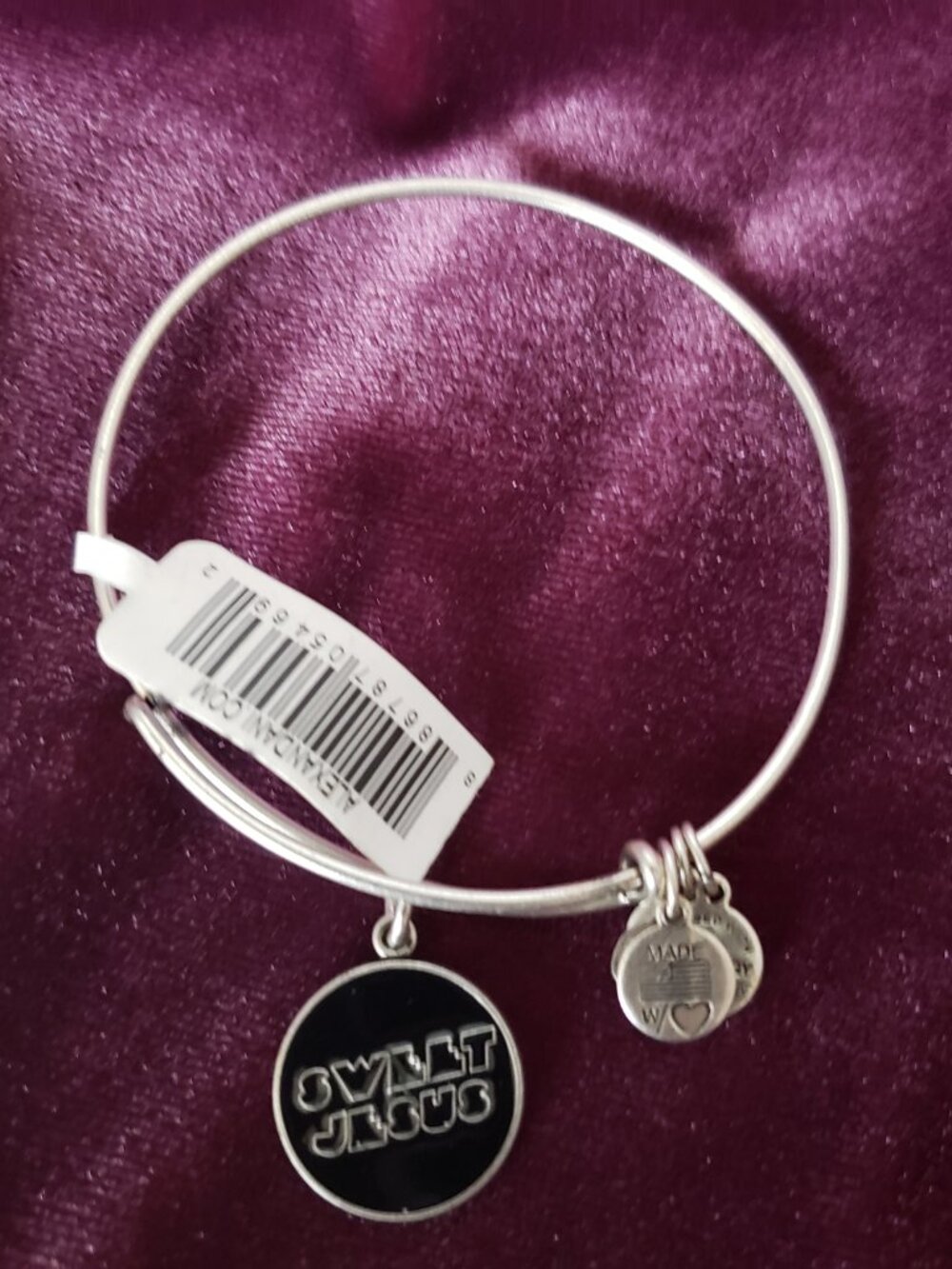 Alex and Ani Sweet Jesus Silver Charm adjustable Bangle boho Energy Power 247